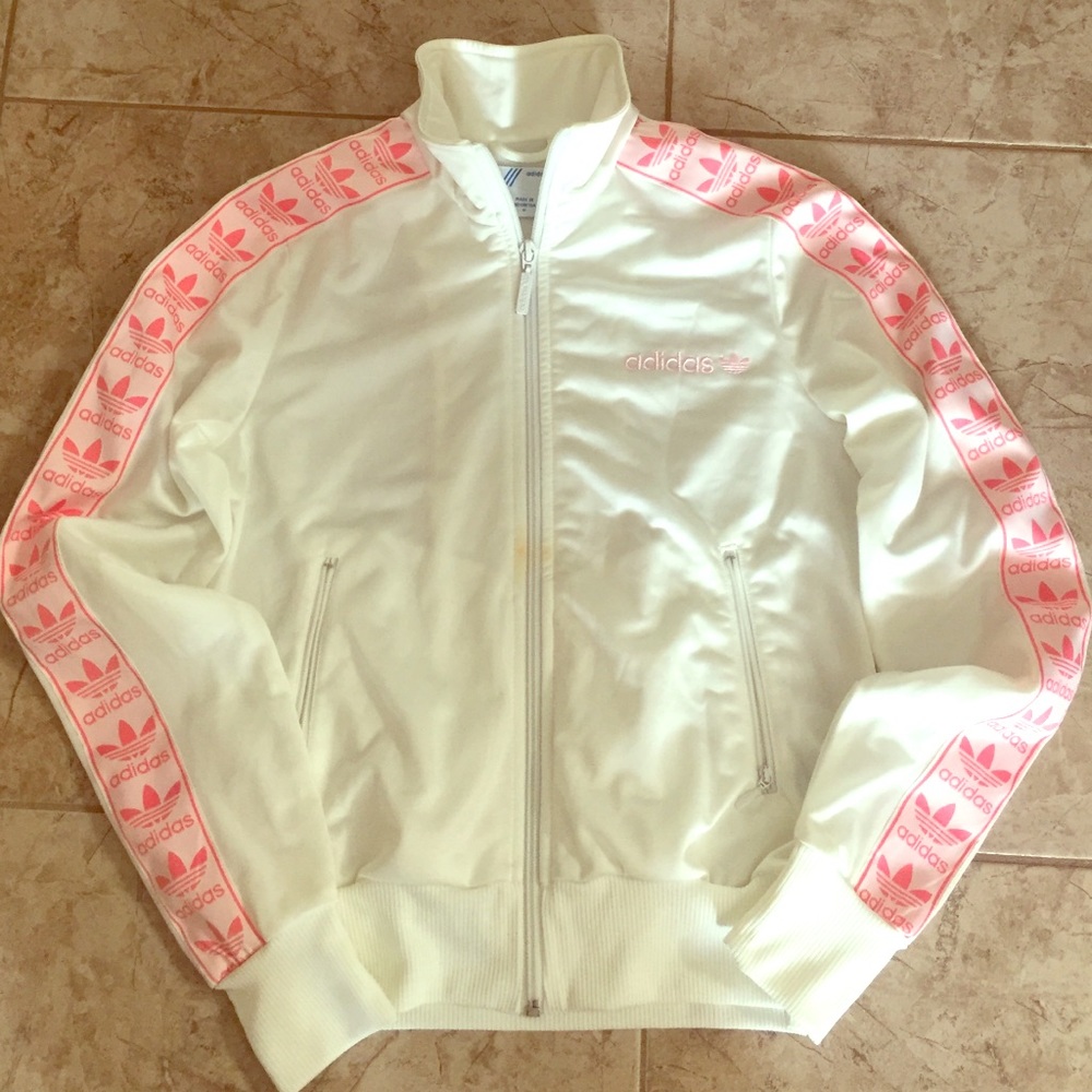 Adidas white/pink jacket